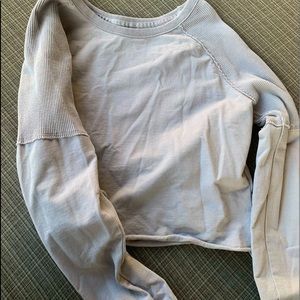 Gray Cutoff Long Sleeve Top